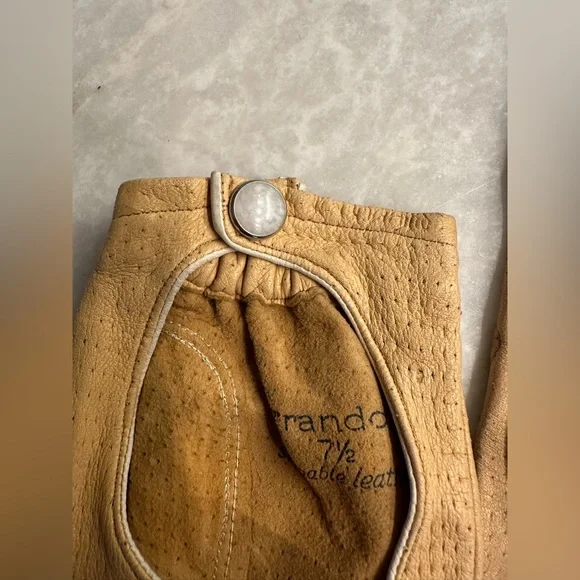 Beautiful vintage leather motorcycle gloves size 7.5. Grandoe. - Picture 2 of 3